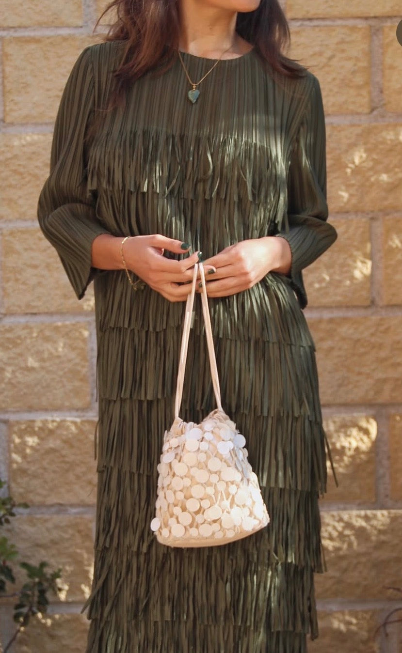 Vestido largo de flecos plisado | Luxala Shop