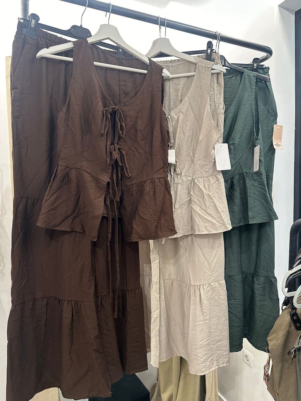 Conjunto top y falda larga con lazo | Talla única | 3 colores