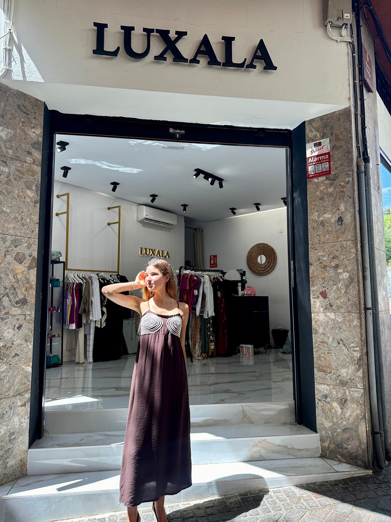 Vestido largo de tirantes con detalle de cuerdas– Verde, Azul Marino, Marrón y Topo
