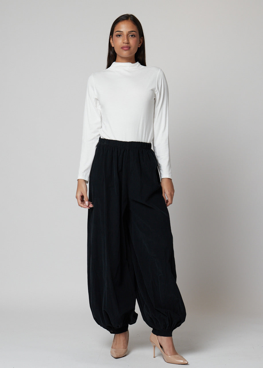 Pantalón de micropana oversize — Marrón, Burdeos y Negro