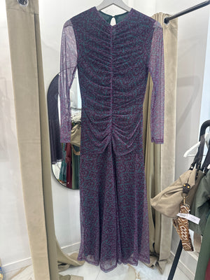 Vestido midi estampado con fruncido central