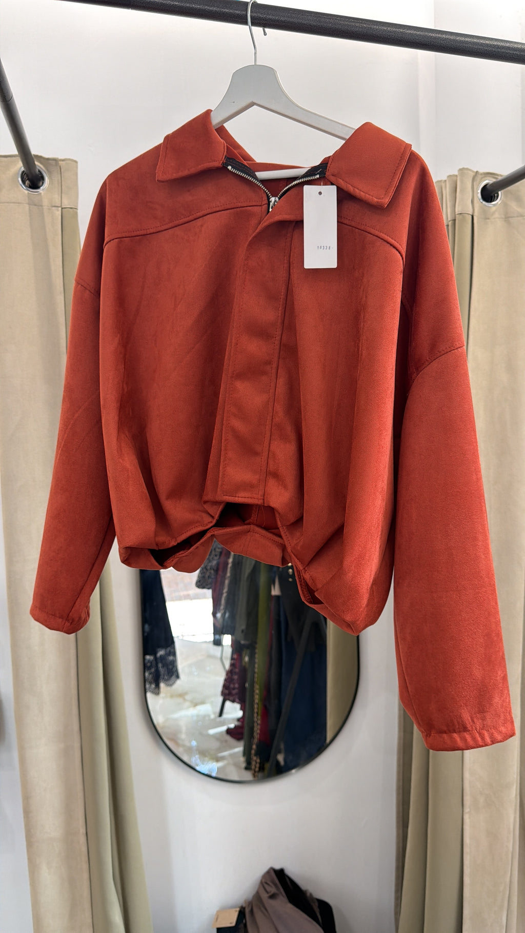 Cazadora Efecto Ante Teja – Corte Oversize