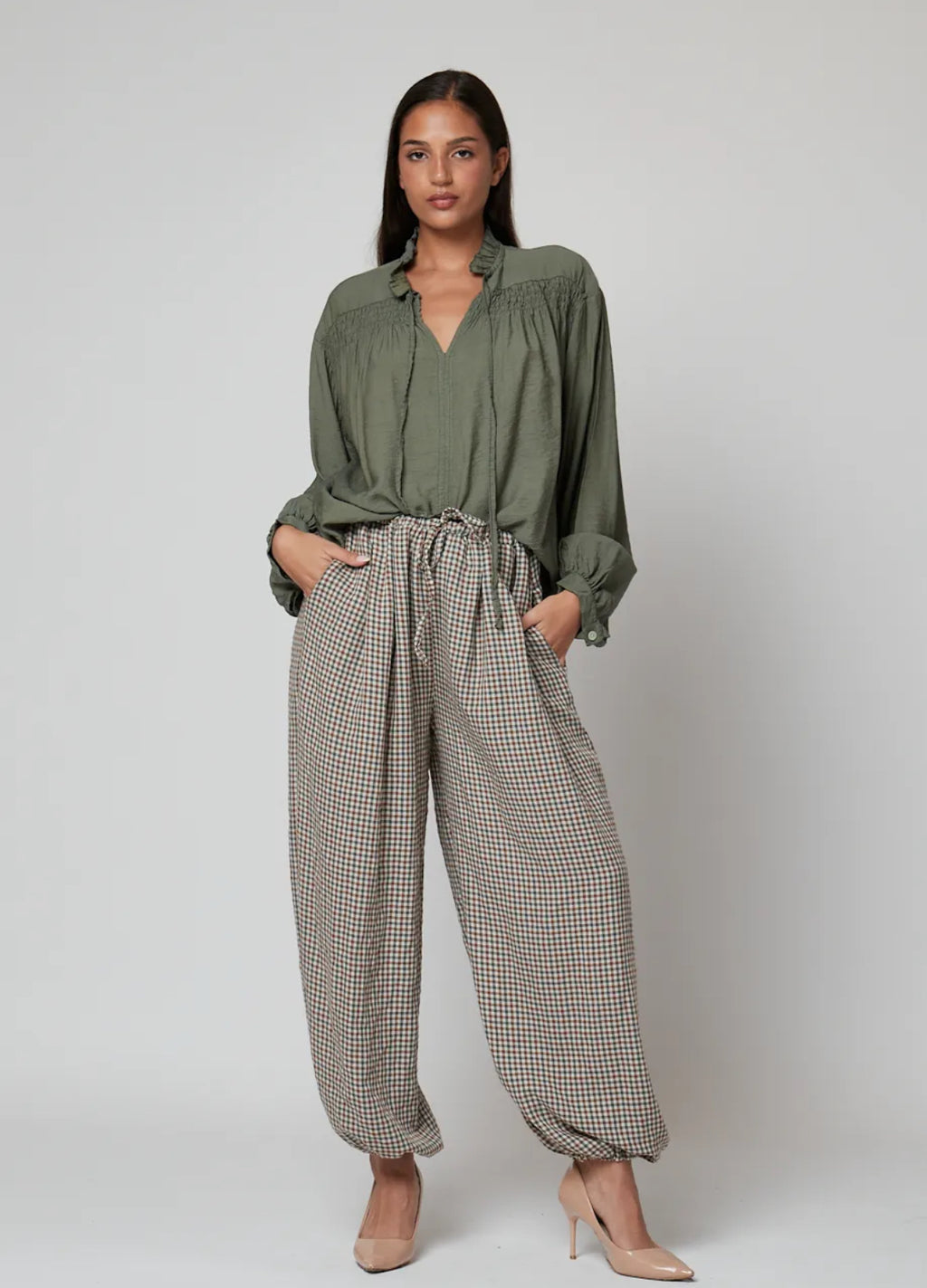 Pantalón Bombacho con cuadros