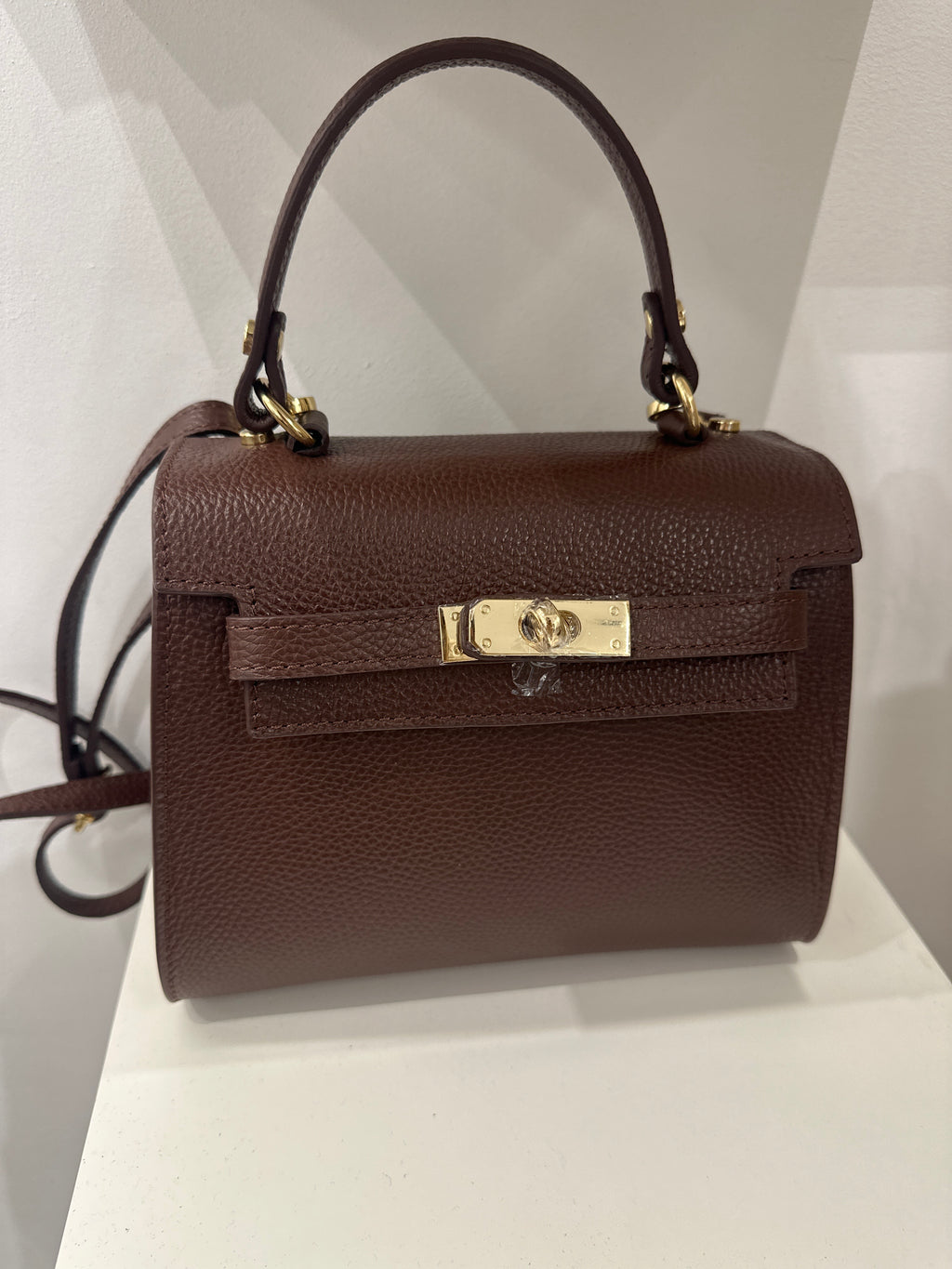 Bolso de piel marrón con cierre dorado | Luxala Shop