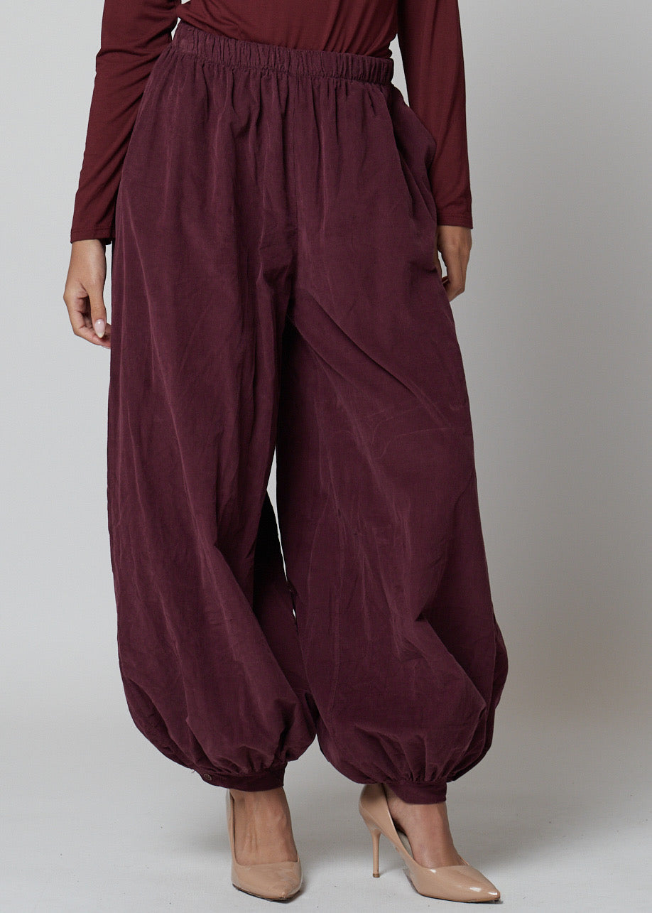 Pantalón de micropana oversize — Marrón, Burdeos y Negro