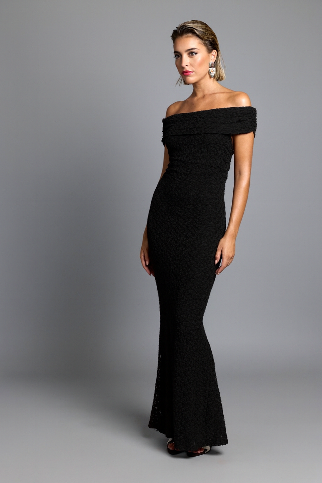 Vestido Largo bardot fiesta