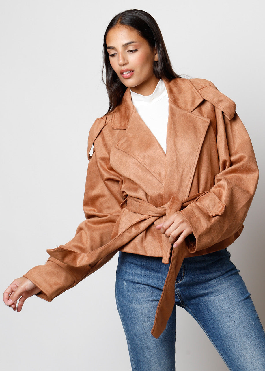 Chaqueta efecto ante con cinturón | Luxala Shop