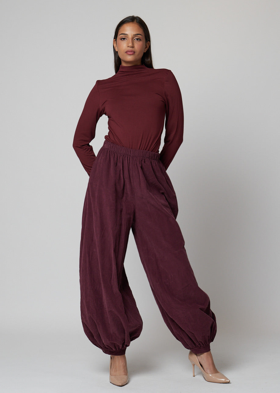 Pantalón de micropana oversize — Marrón, Burdeos y Negro