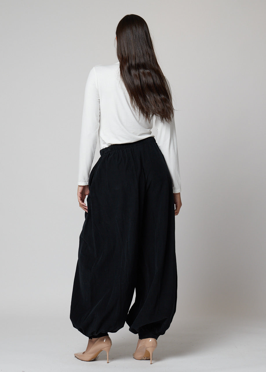 Pantalón de micropana oversize — Marrón, Burdeos y Negro