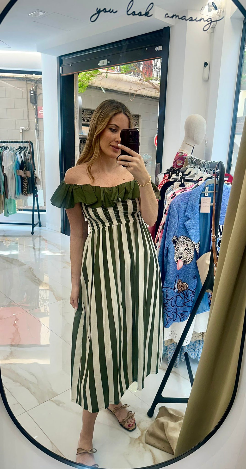VESTIDO MIDI RAYADO