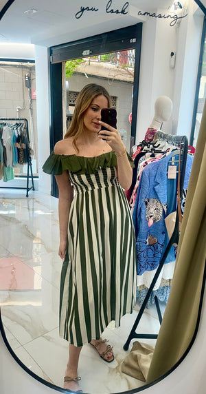 VESTIDO MIDI RAYADO