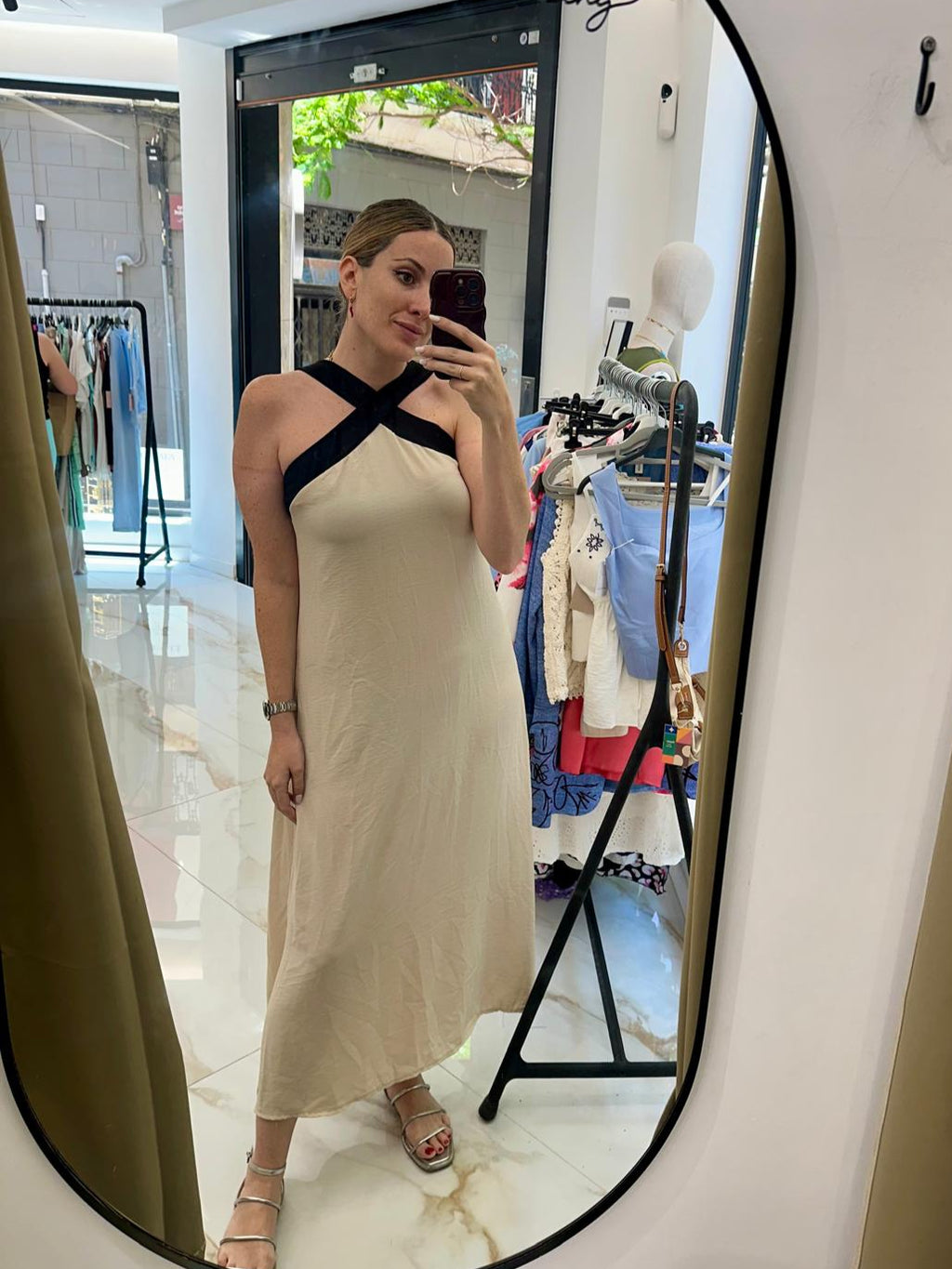 VESTIDO HALTER BICOLOR