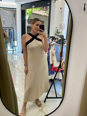 VESTIDO HALTER BICOLOR