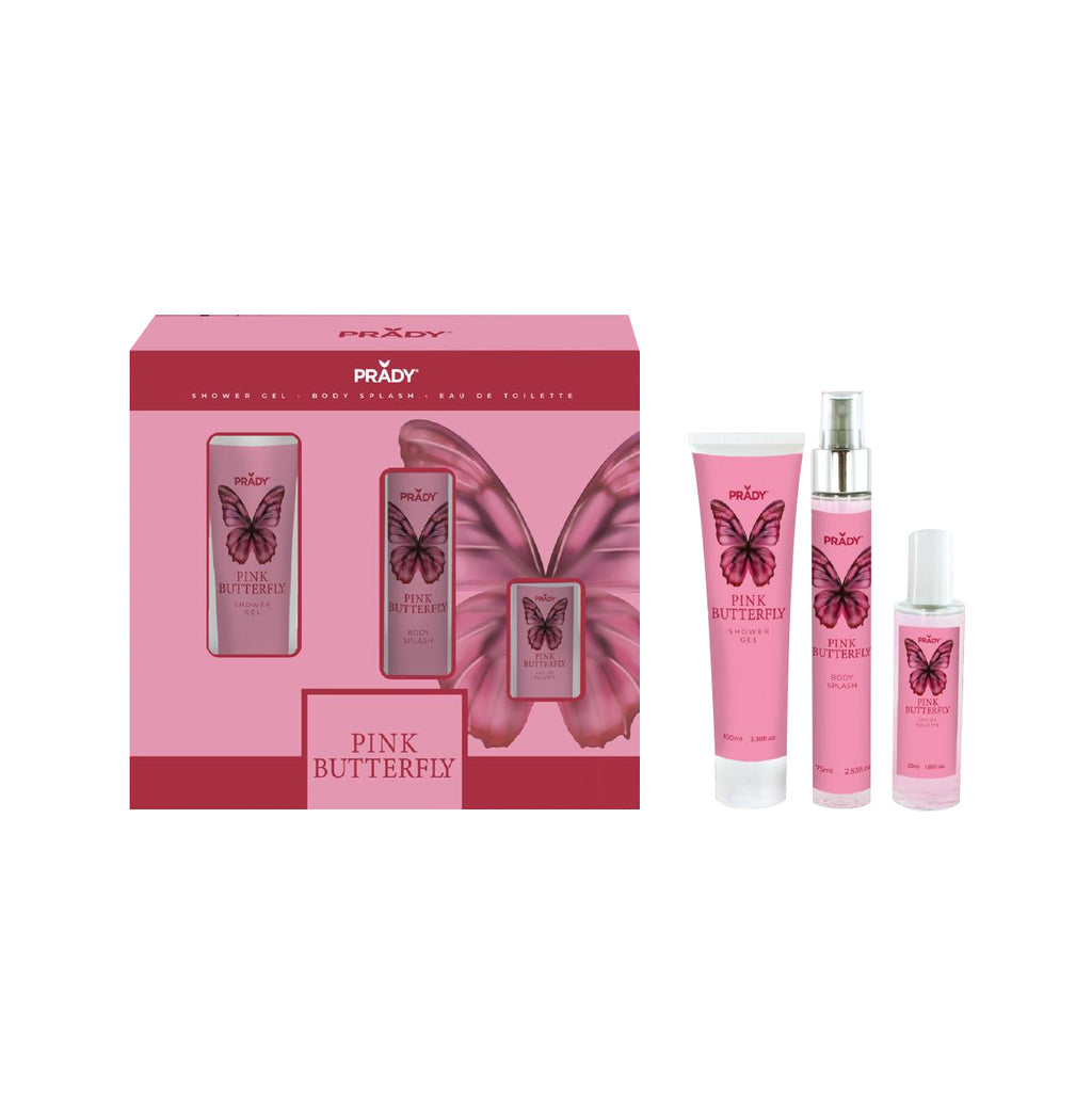 Pack Pink Butterfly – Prady (Gel + Body Splash + Eau de Toilette)
